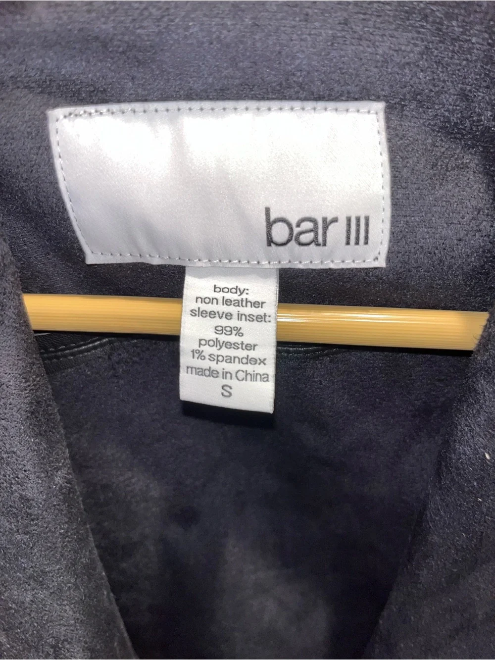 Bar III Black Draped Open-Front Faux-Leather Jacket